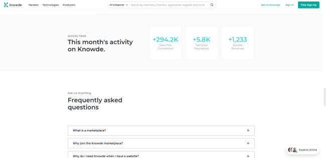 Knowde Claim search and requests