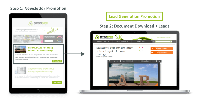 SpecialChem mockup - newsletter promotion lead generation SpecialChem mockup - newsletter promotion lead generation